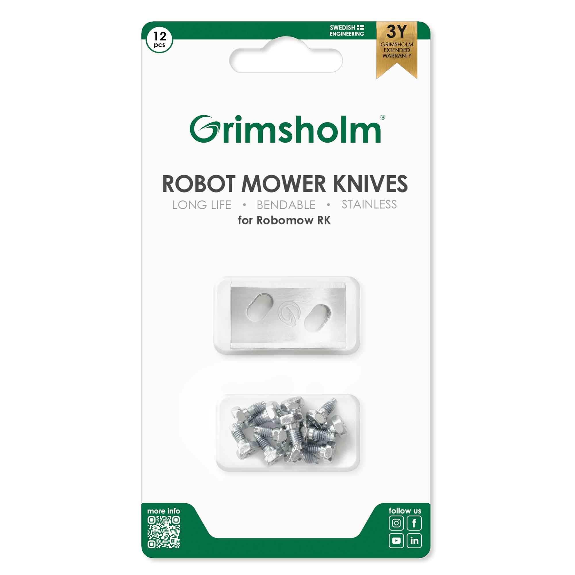 Grimsholm knivsæt til Robomow RK robotplæneklipper, 12 stk.