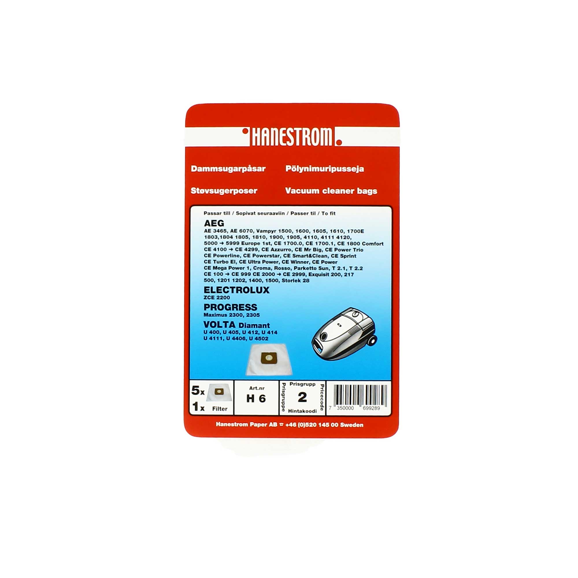 5 stk. støvsugerposer + filter (Electrolux)