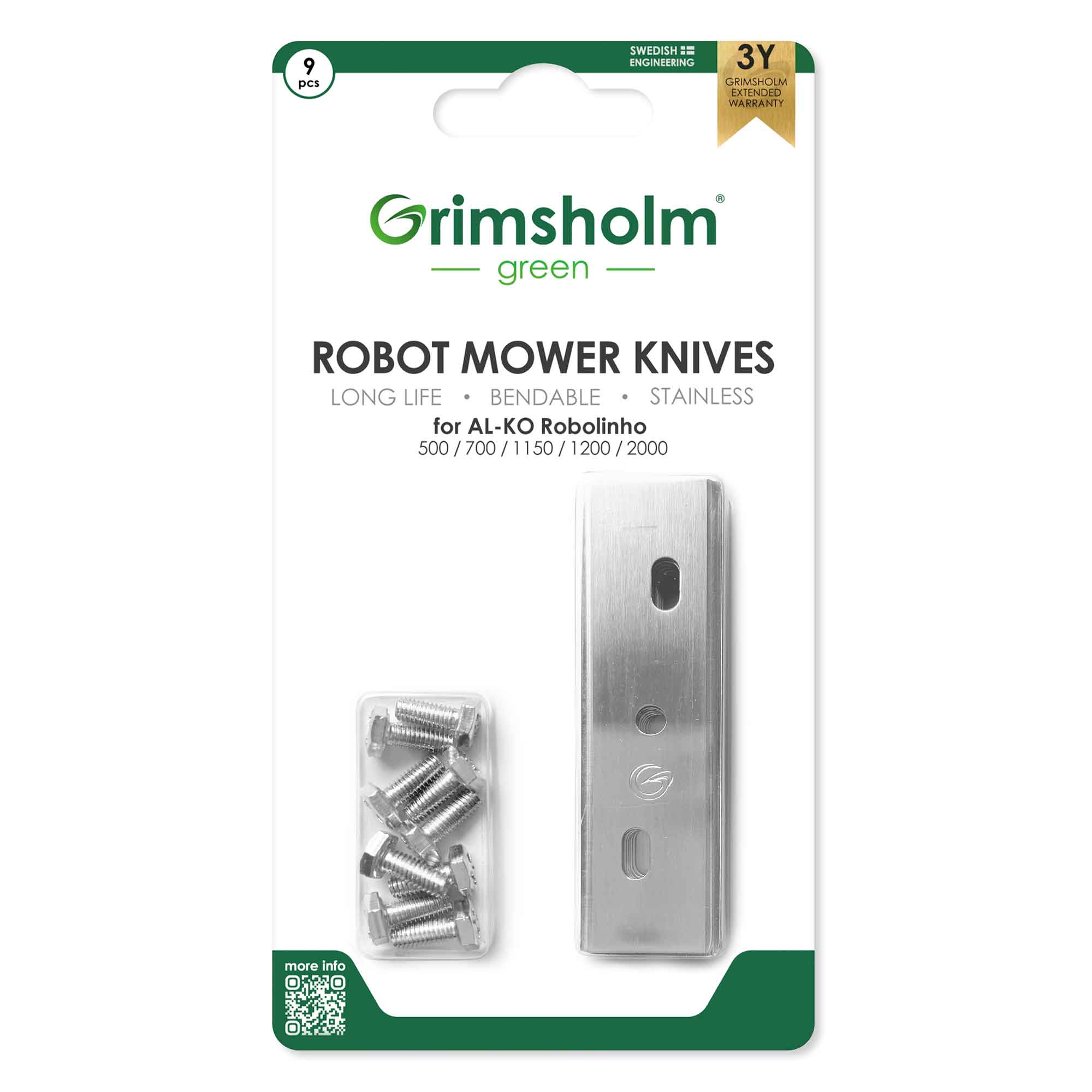 Grimsholm knivsæt til AL-KO Robolinho (E modeller) robotplæneklipper, 9 stk.