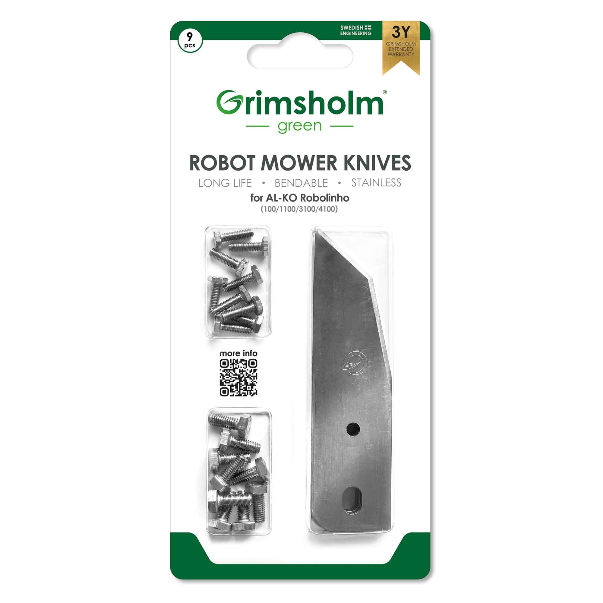 Grimsholm knivsæt til AL-KO Robolinho (100, 1100 …) robotplæneklipper, 9 stk.