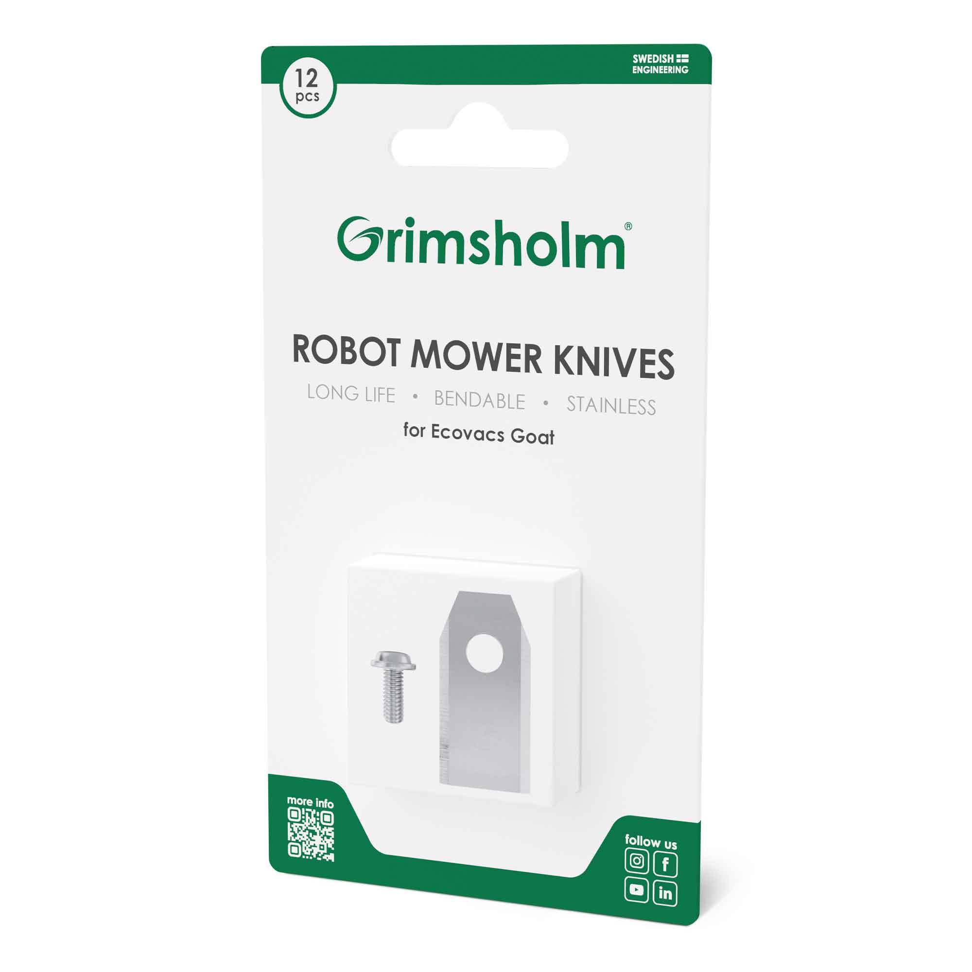 Grimsholm knivsæt til ECOVACS GOAT robotplæneklipper, 12 stk.