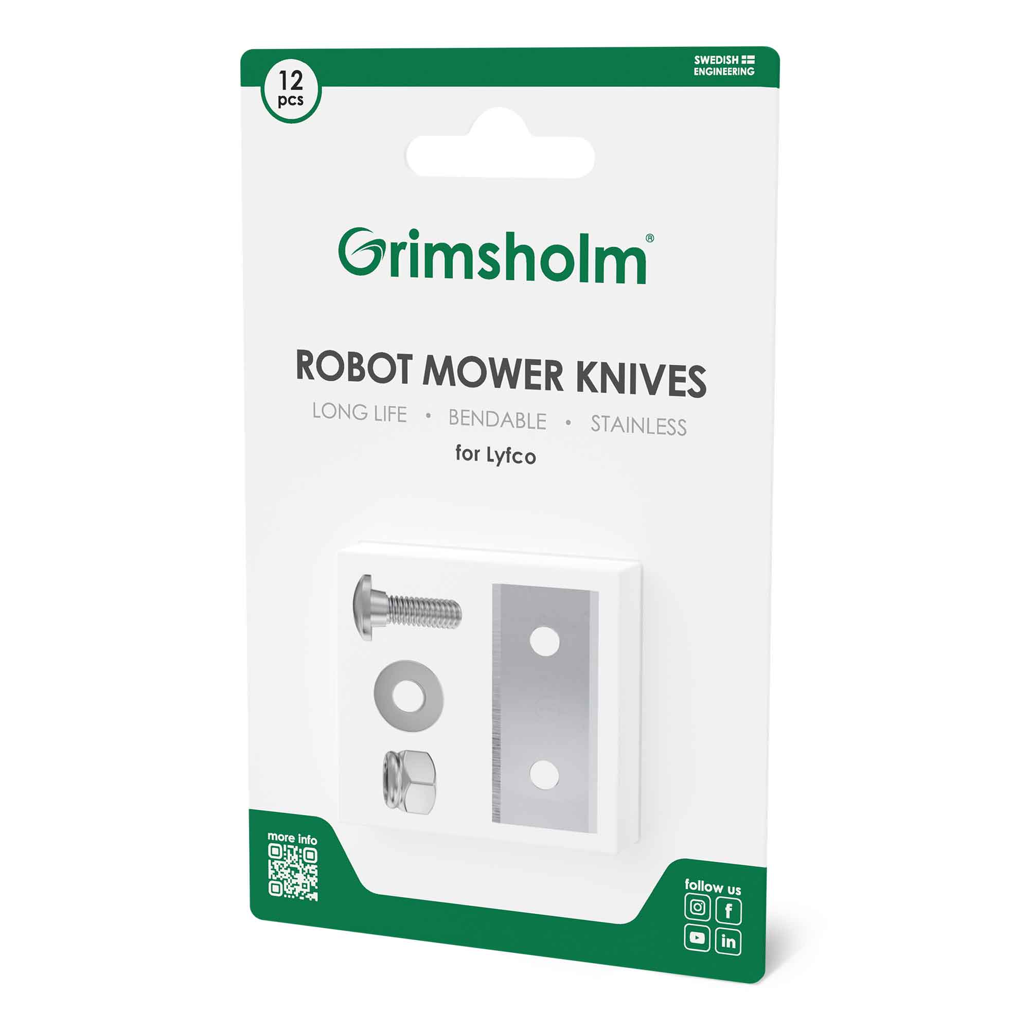Grimsholm knivsæt til Lyfco robotplæneklipper, 12 stk.