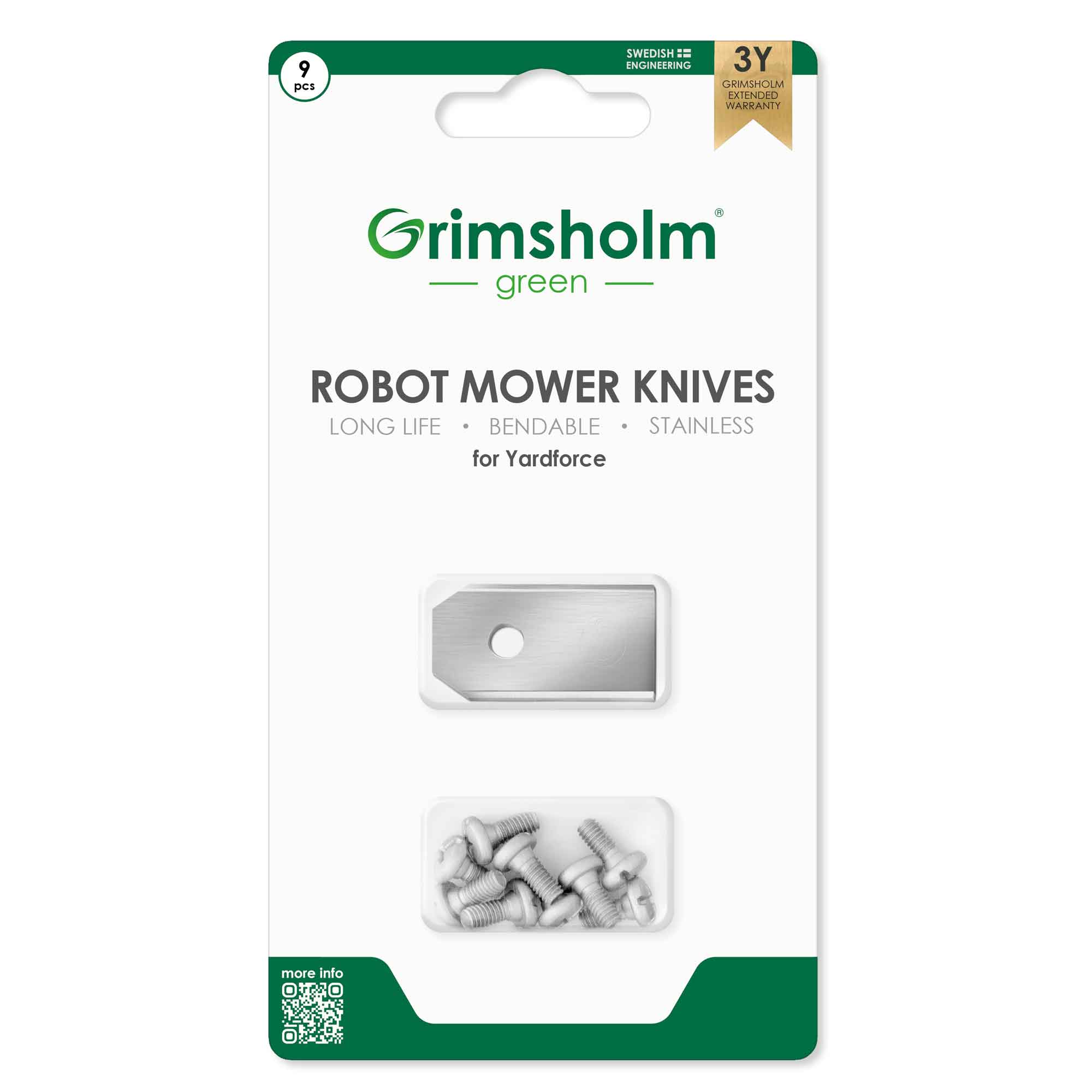 Grimsholm knivsæt til Yardforce robotplæneklipper, 9 stk.