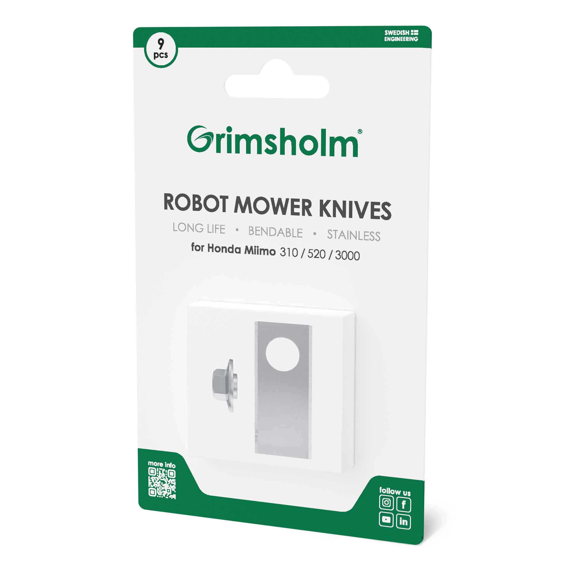 Grimsholm knivsæt til Honda Miimo robotplæneklipper, 9 stk.