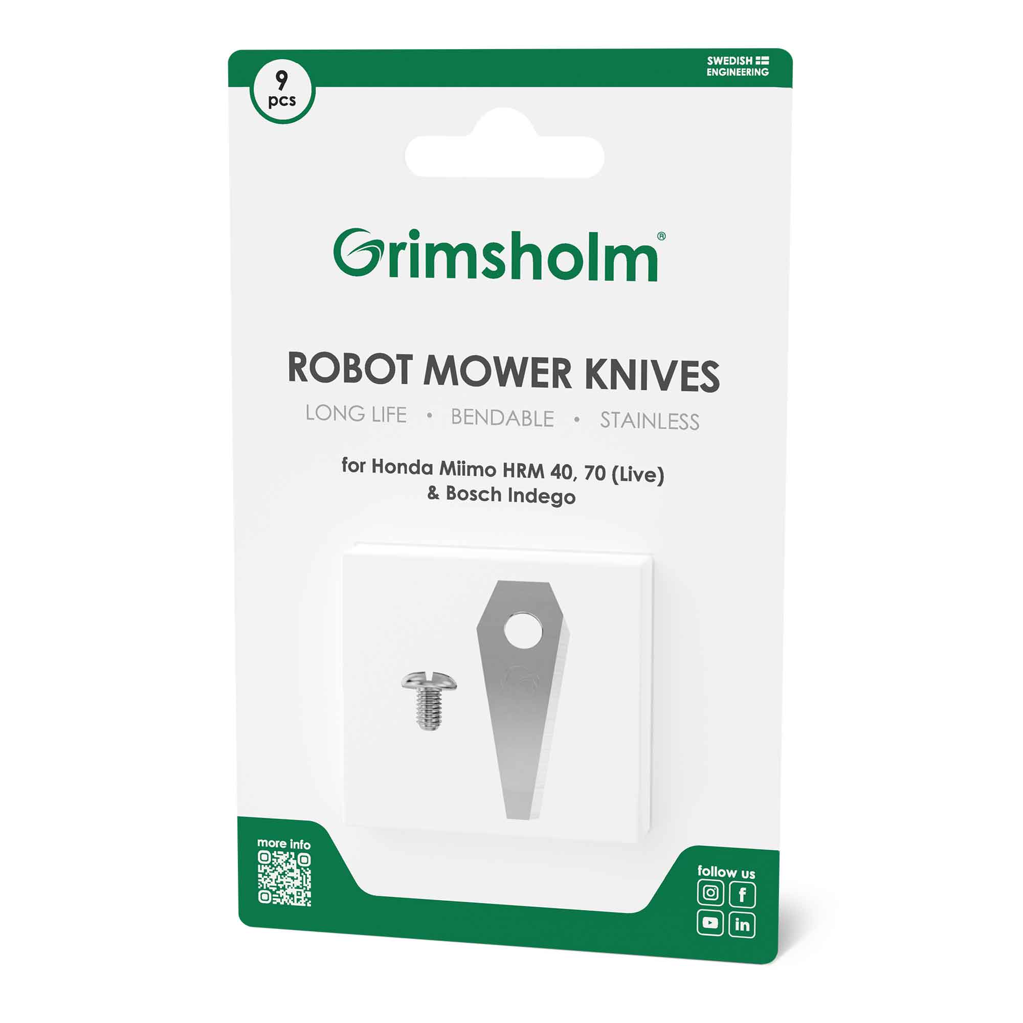 Grimsholm knivsæt til Bosch Indego robotplæneklipper, 9 stk.