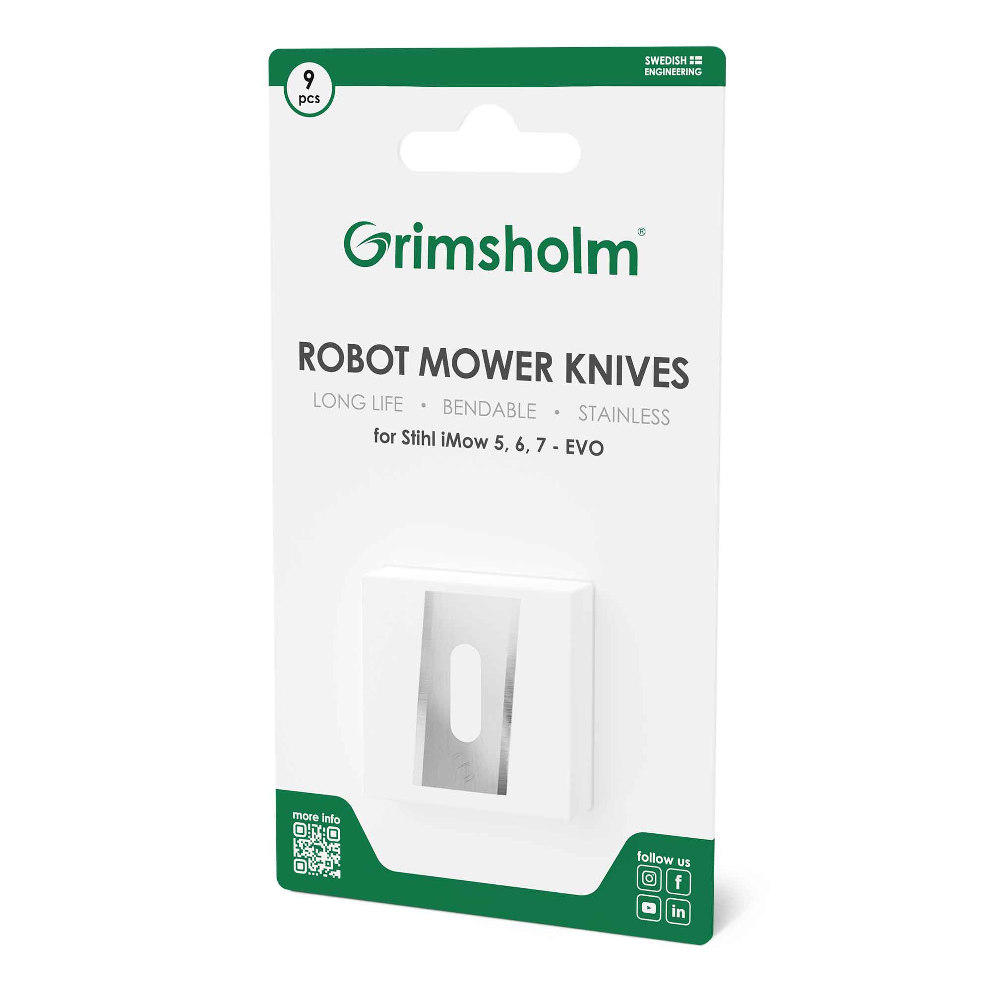Grimsholm knivsæt til Stihl iMOW & iMOW EVO disc-cut robotplæneklipper, 9 stk.