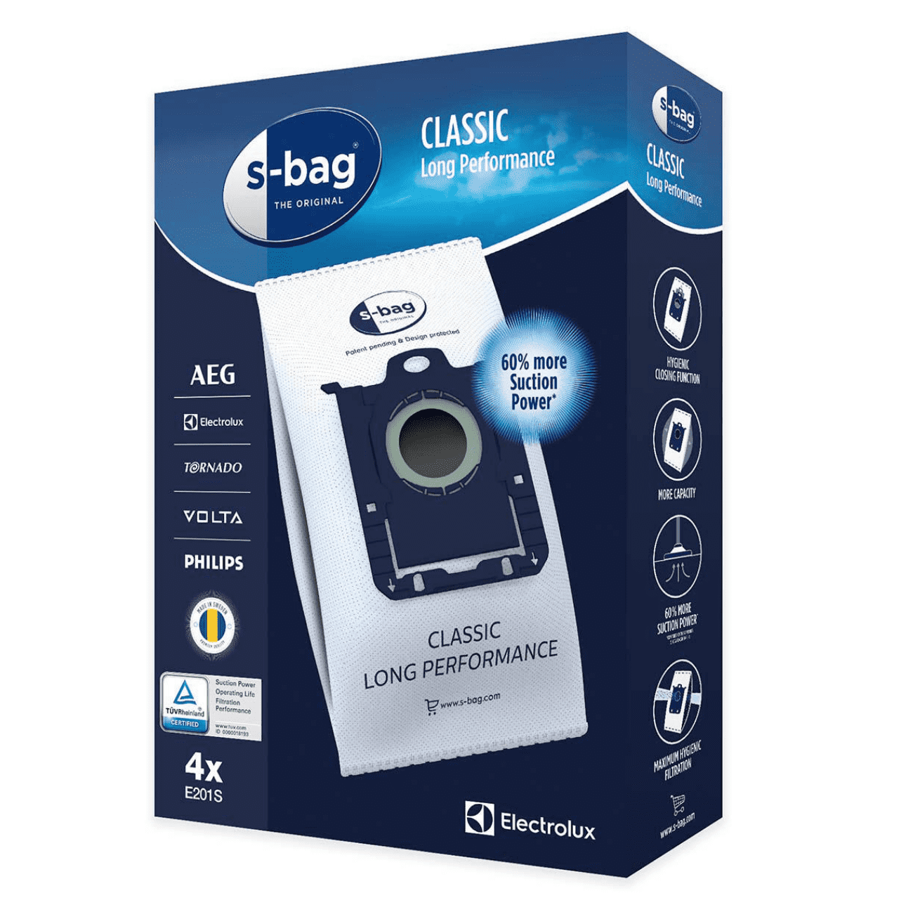 4 stk. S-bag Classic Long Perf. støvsugerposer (Original Electrolux)